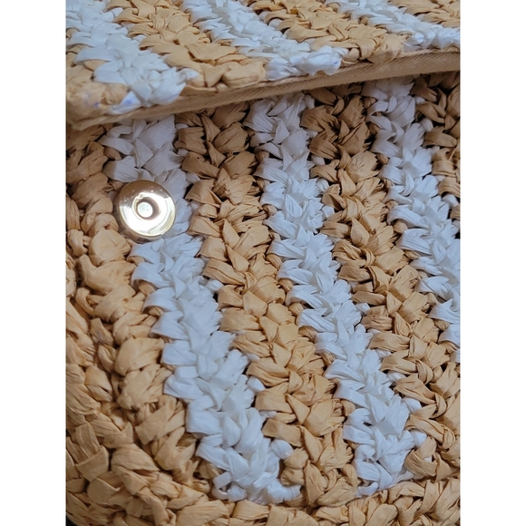 Anthropologie STRIPED RAFFIA SHOULDER BAG IN BEIGE - Picture 5 of 6